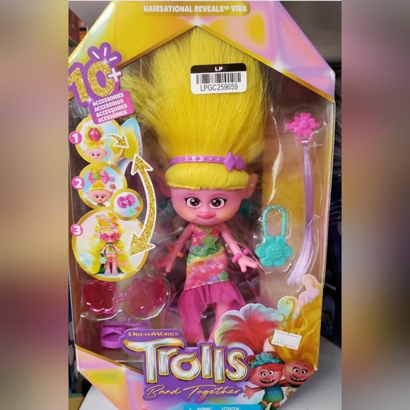 Dreamworks Other - DreamWorks Trolls Doll with Pink and Yellow Hair